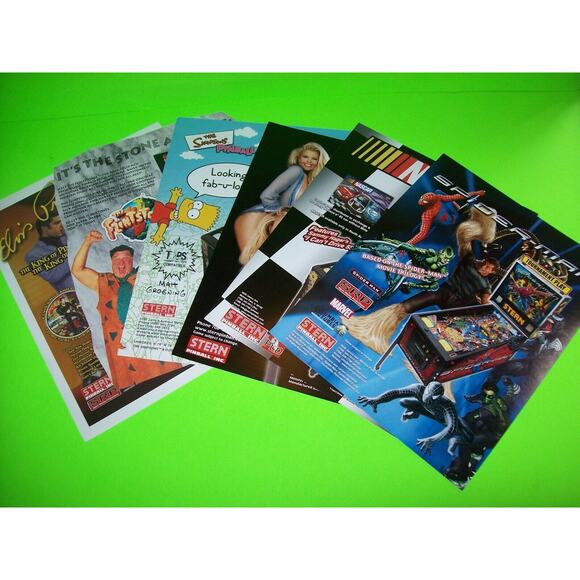 Pinball Flyer Lot Spider-Man Elvis Flintstones Nascar Simpsons Play Boy NOS #35 - Picture 1 of 4
